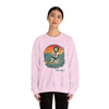 Light pink crewneck sweatshirt with cartoon graphic on chest