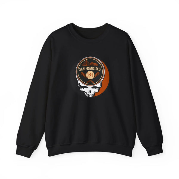 Black Giants crewneck sweatshirt with front San Francisco Stealie-style logo