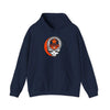 Navy pullover hoodie with Houston logo patch on chest