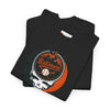 Black graphic T-shirt with round Stealie skull Baltimore Orioles logo