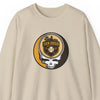 Sand crewneck sweatshirt with long sleeves and San Diego skull graphic on chest