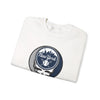 New York Yankees Stealie crewneck sweatshirt, white, angled view with round skull logo