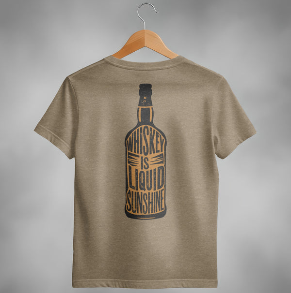 Whiskey Is Liquid Sunshine Bottle Design Graphic T-Shirt