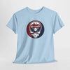 Light blue crewneck T-shirt with circular Washington baseball skull logo graphic