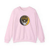Light pink crewneck sweatshirt with circular Pittsburgh logo and skull graphic on chest