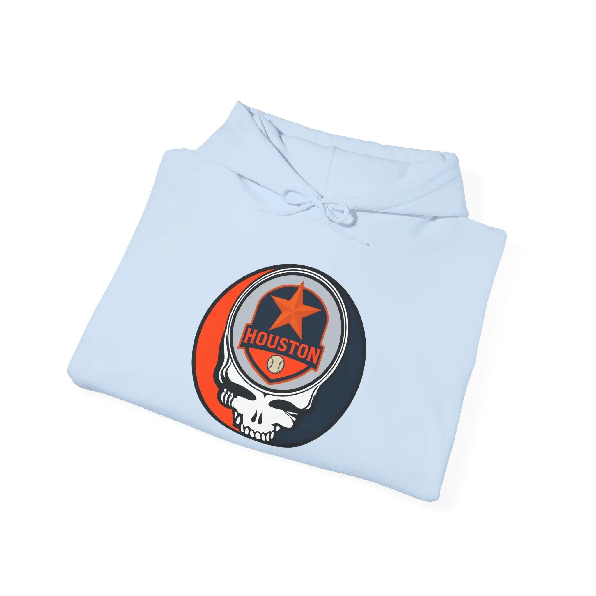 Light blue pullover hoodie with Houston Astros Stealie front logo