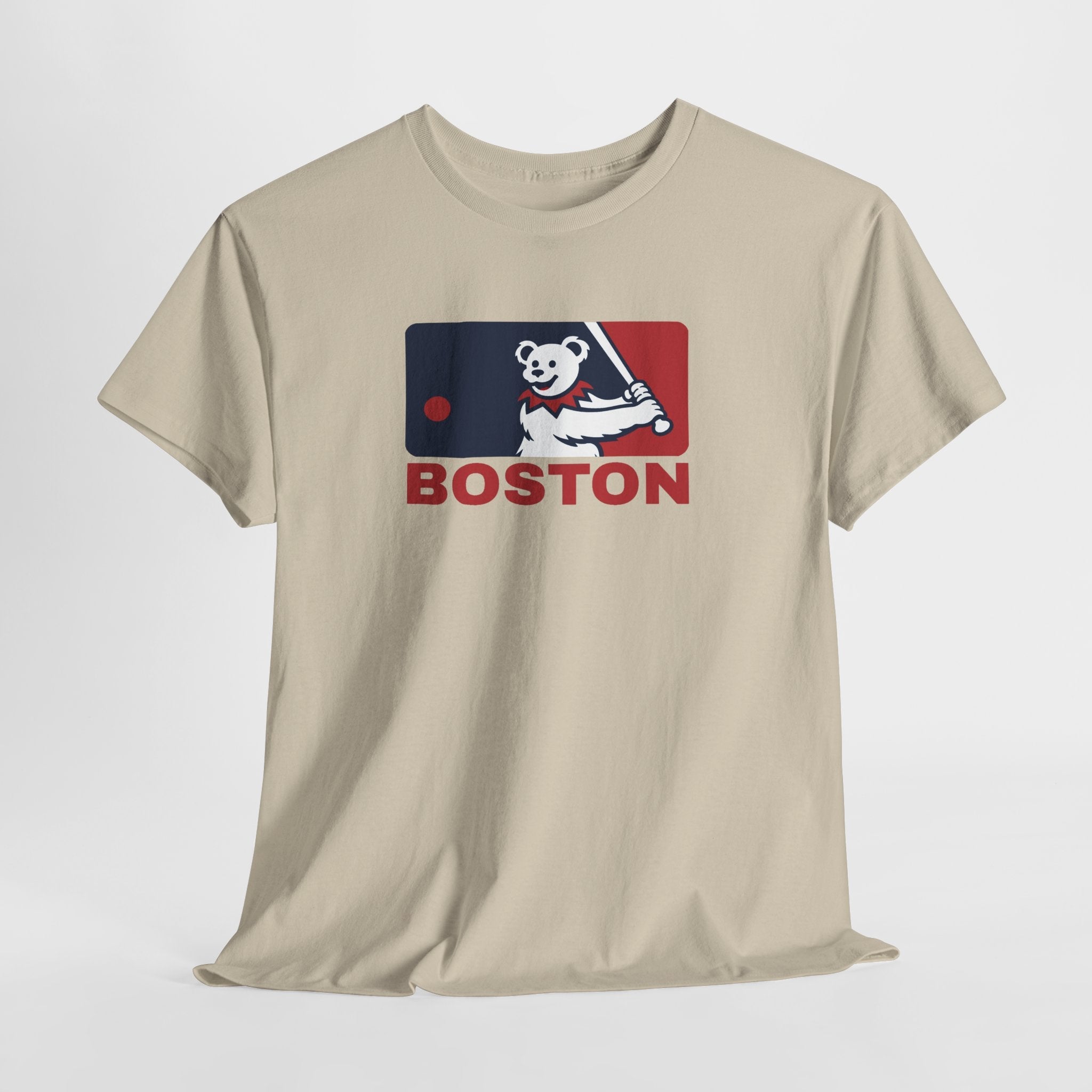 Sand short-sleeve t-shirt with Boston bear mascot and “BOSTON” logo chest graphic