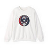 White crewneck sweatshirt with Los Angeles Angels Stealie logo graphic on front