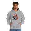 Medium gray hoodie with circular Giants skull logo and dripping graphic