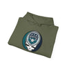Olive green hooded sweatshirt with Seattle Mariners Stealie graphic on the chest