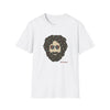 White crewneck T-shirt with bearded skull graphic front print