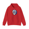 Red hoodie with front pouch pocket, drawstring hood, Toronto logo emblem