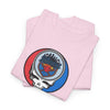 Stealie T-shirt in light pink with circular skull logo graphic