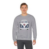 Sport grey crewneck sweatshirt with blue bus graphic