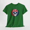 Green T-shirt with round Philadelphia logo skull graphic on the front