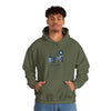 Military green pullover hoodie with kangaroo pocket and Stay cool chest graphic