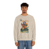 Sand crewneck sweatshirt with front ski graphic and ribbed cuffs