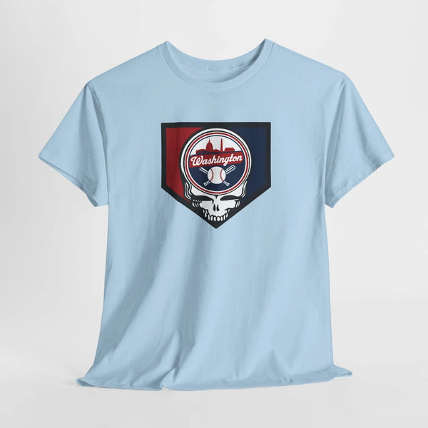 Light blue short-sleeve T-shirt with Washington team crest graphic on the chest