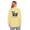 Butter yellow long-sleeve T-shirt with back “Keep On Truckin’” graphic