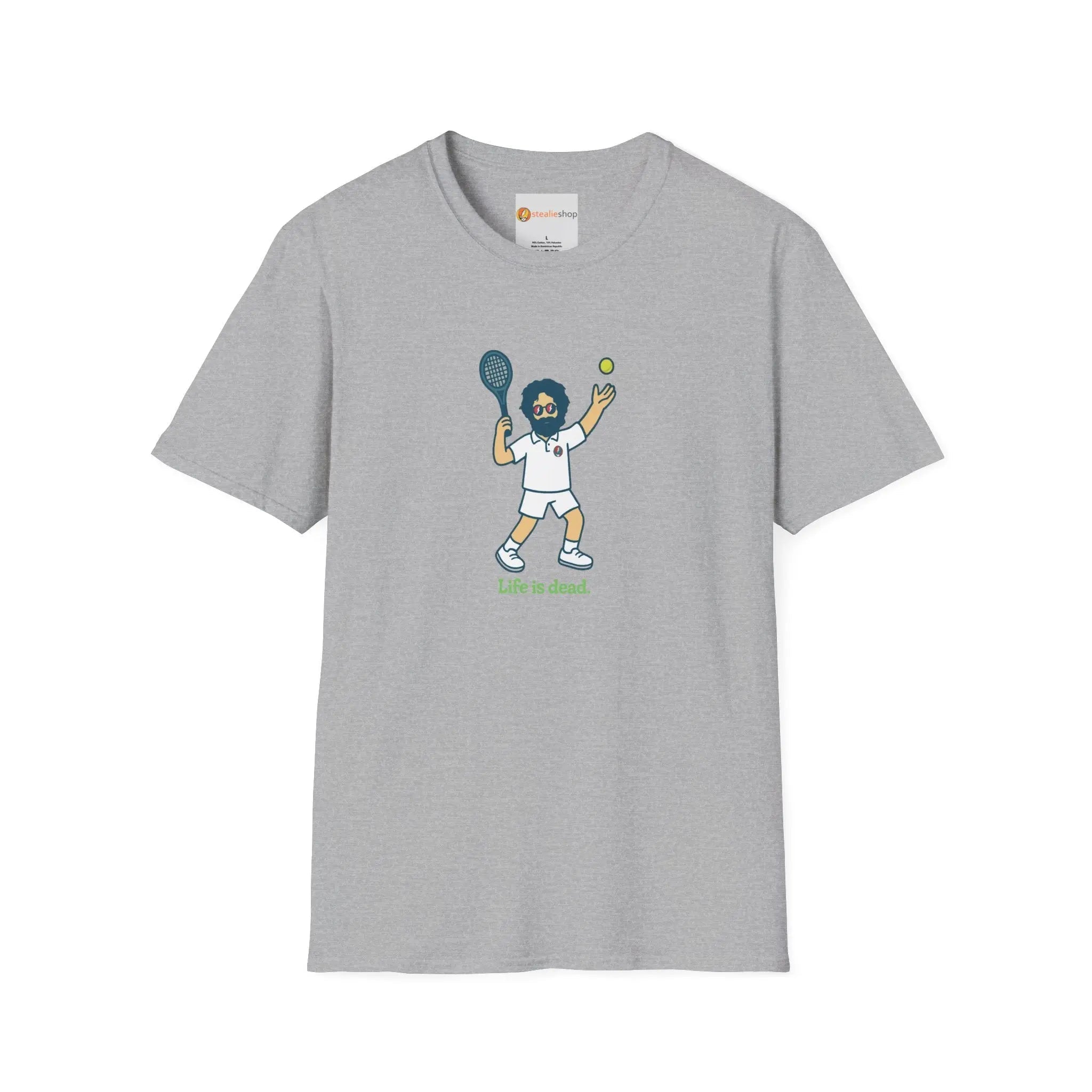 Sport grey graphic T-shirt with cartoon tennis player front print