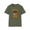 Olive green T-shirt with front graphic of wolf head and “Grateful Dead” text
