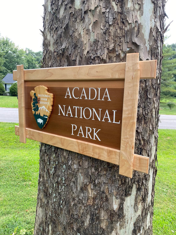 Acadia National Park – Wood Replica Entrance Sign For the Outdoorsman Tiny Wooden Signs