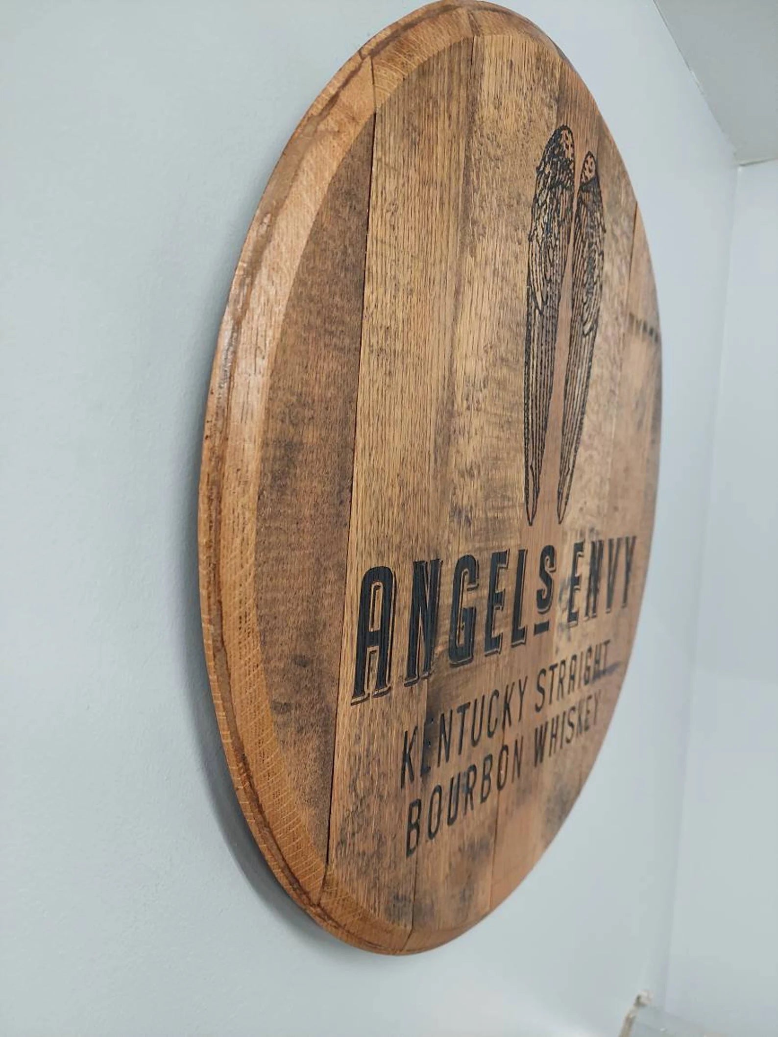 Angels Envy Bourbon Barrel Top - Wall Hanging For the Man Cave Gambill Woodworking
