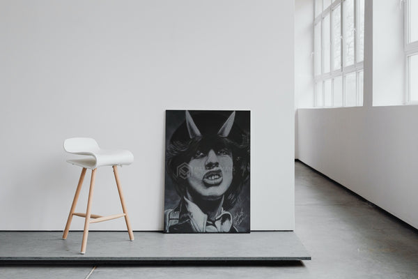 Angus Young Charcoal Portrait – Gallery Wrapped Canvas