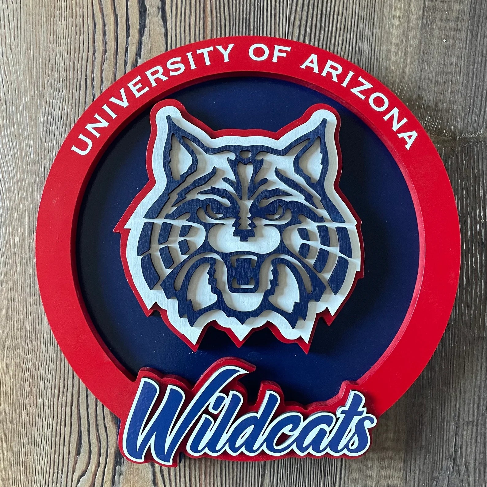 University of Arizona Wildcats - Layered Wood Sign For the Sports Lover Arizona Copper Beard