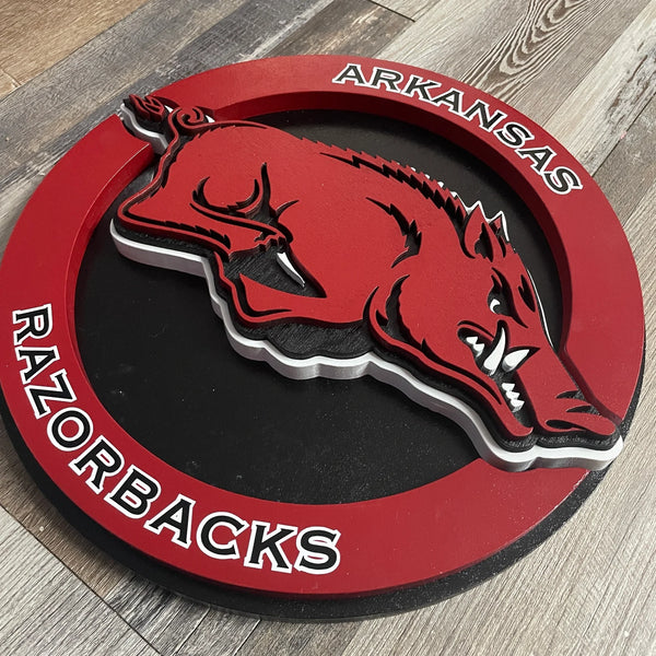 University of Arkansas Razorbacks - Layered Wood Sign For the Sports Lover Arizona Copper Beard
