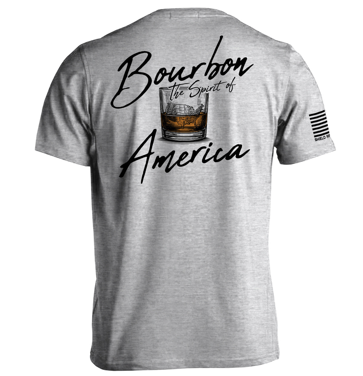 Sport grey T-shirt with Bourbon the Spirit of America back graphic