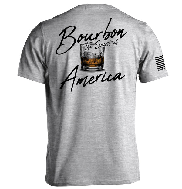 Sport grey T-shirt with Bourbon the Spirit of America back graphic