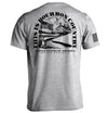 Sport grey short-sleeve T-shirt with large back Bourbon Country graphic and sleeve emblem