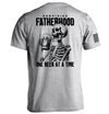 Sport grey T-shirt with skeleton holding beer and 'Surviving Fatherhood' text print