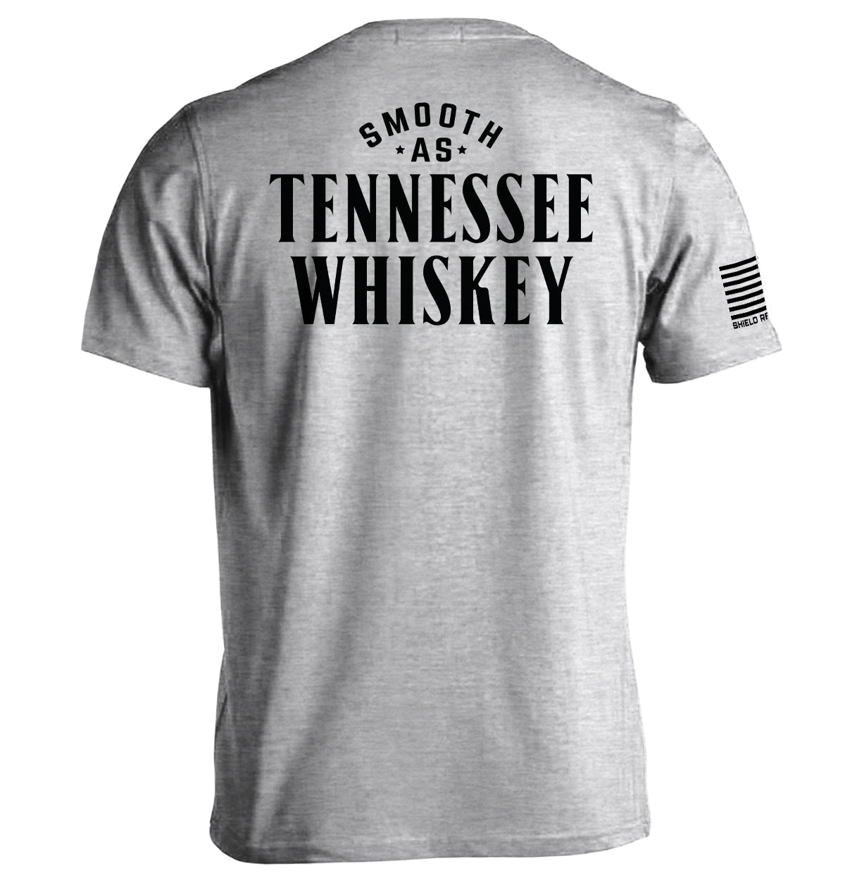 Heather grey short-sleeve T-shirt with Tennessee Whiskey graphic on back