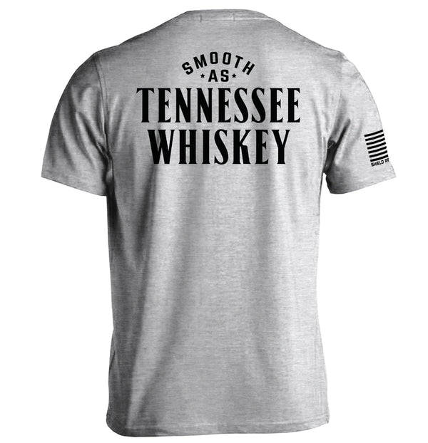 Heather grey short-sleeve T-shirt with Tennessee Whiskey graphic on back