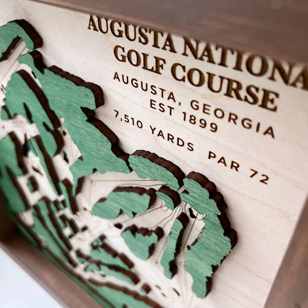 Augusta National Master's Golf Club - Handmade Wood Course Map