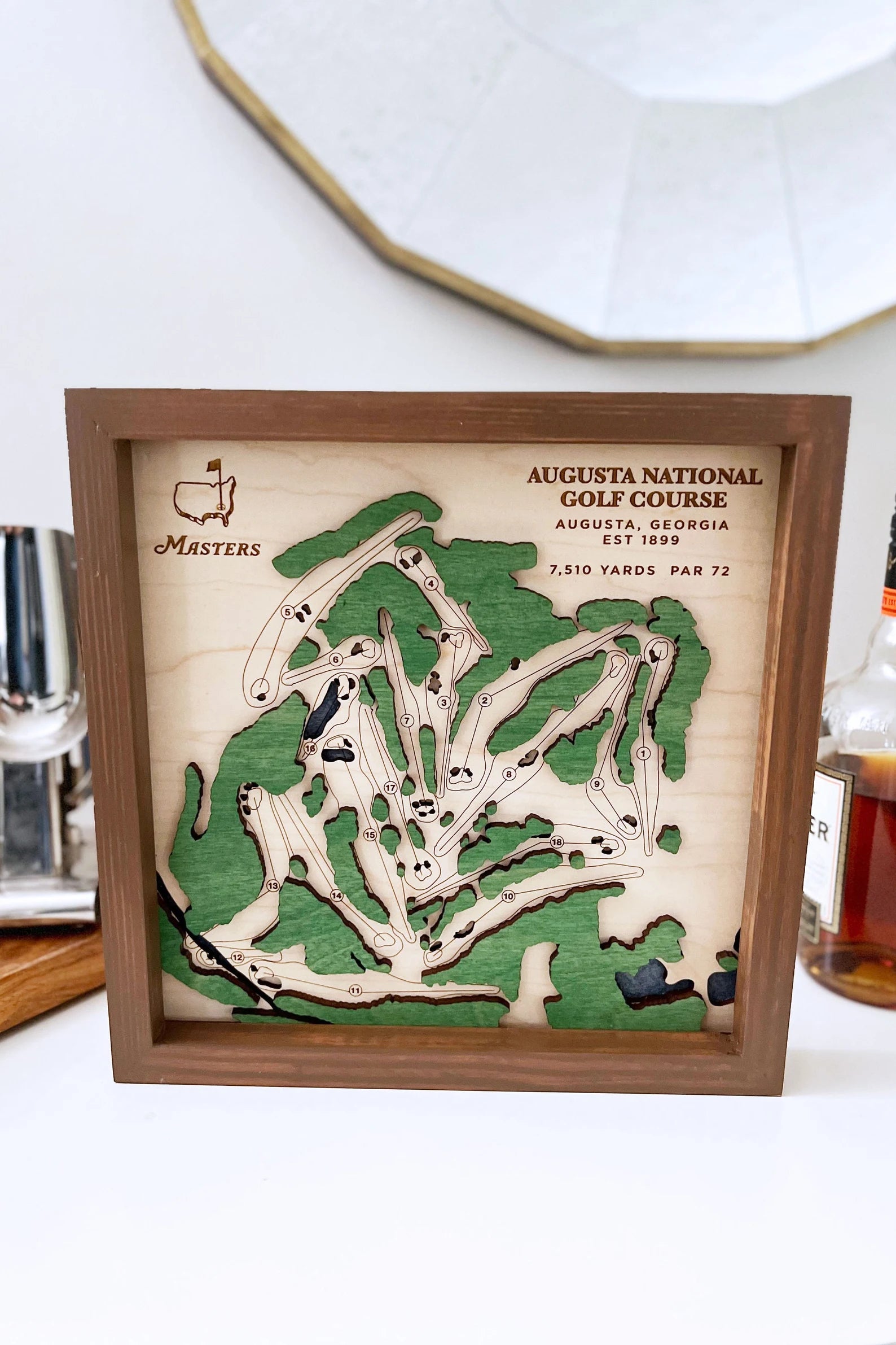 Augusta National Master's Golf Club - Handmade Wood Course Map For the Sports Lover Bauer Gift Co.