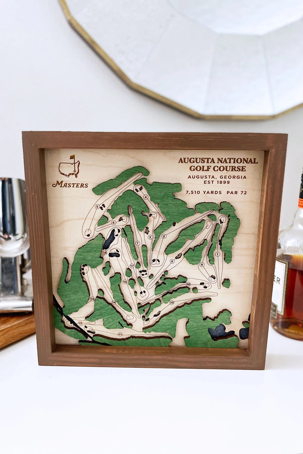 Augusta National Master's Golf Club - Handmade Wood Course Map For the Sports Lover Bauer Gift Co.