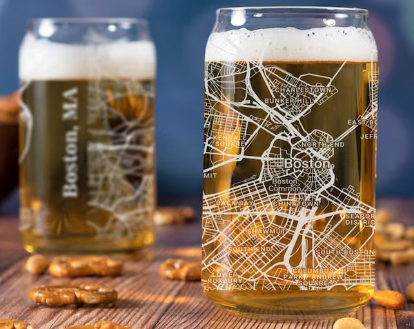City Map Beer Can Glass - Top 50 US Cities