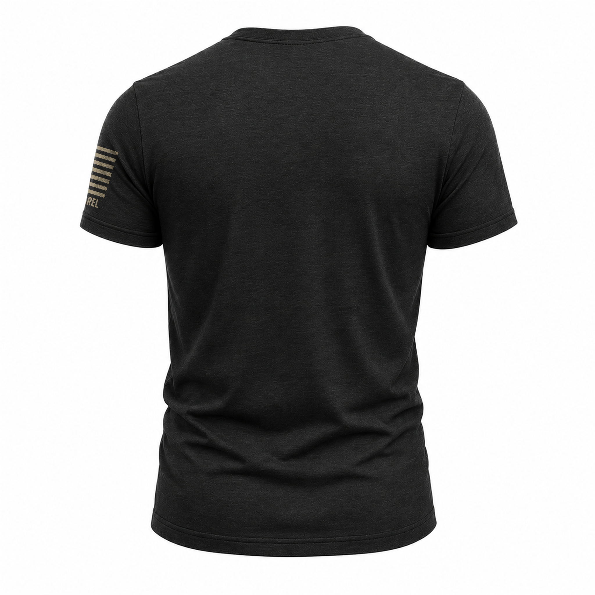Black back view short-sleeve crewneck T-shirt, no visible print