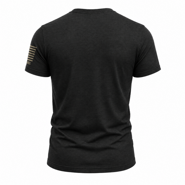 Black back view short-sleeve crewneck T-shirt, no visible print