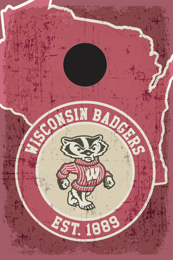 Cornhole Boards - University of Wisconsin Vintage For the Player Moseye Pong
