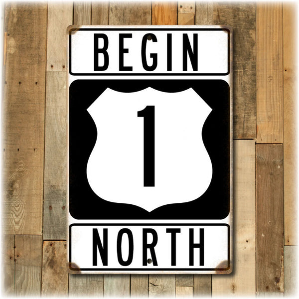 Key West - Begin US1 North - Aluminum Sign For the Outdoorsman Travel Signs