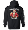 Black hoodie, Santa holding a beer with back text "WONDERFUL TIME FOR A BEER"