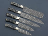 Damascus Steel Chef Knife Set of 5 – Black Pattern Handles