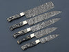 Damascus Steel Chef Knife Set of 5 – Black Pattern Handles For the Chef Orklo Knives
