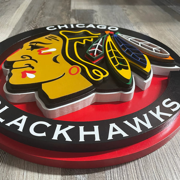 Chicago Blackhawks - Layered Wood Sign For the Sports Lover Arizona Copper Beard