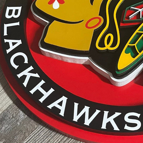 Chicago Blackhawks - Layered Wood Sign For the Sports Lover Arizona Copper Beard