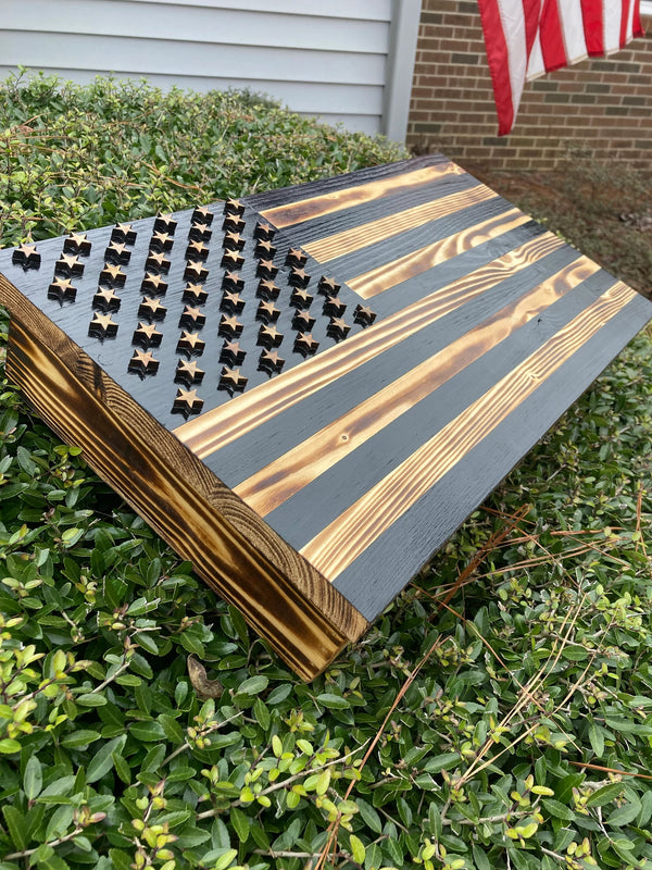 Black Stripe American Flag Concealed Gun Case - With Magnetic Release For the Outdoorsman 13 Stripes